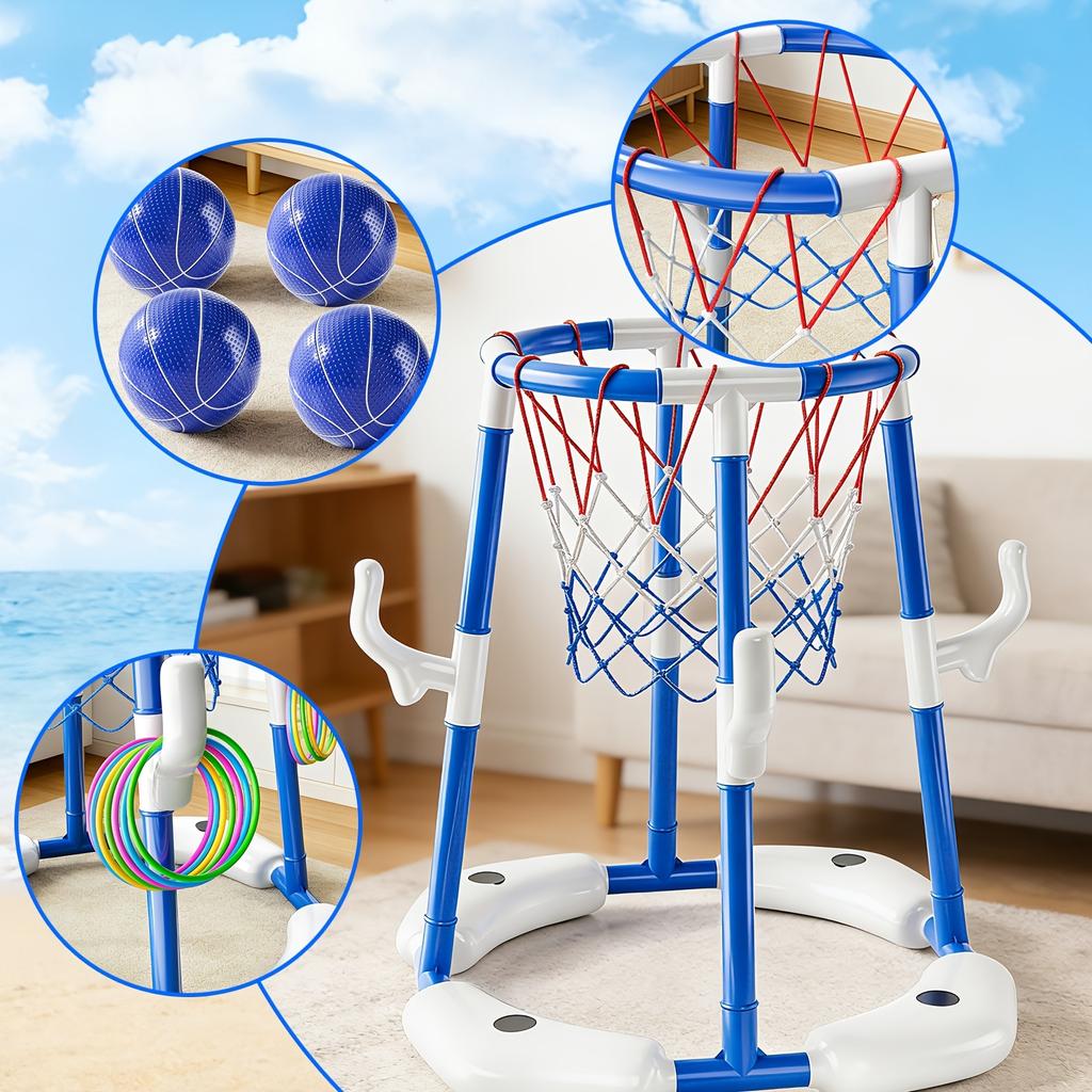4 Palloni da Basket e 12 Supporti Circolari Galleggianti per Palloni da Pallacanestro Acquatica Giocattoli per Piscina
