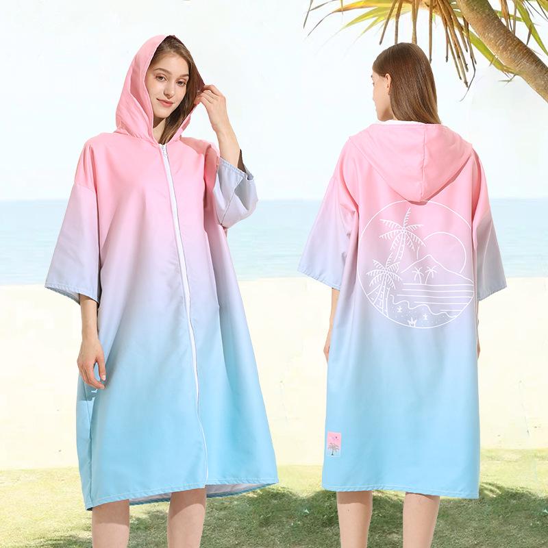 Quick-Dry Surf & Dive Change Robe: Zippered, Absorbent Beach Towel Poncho