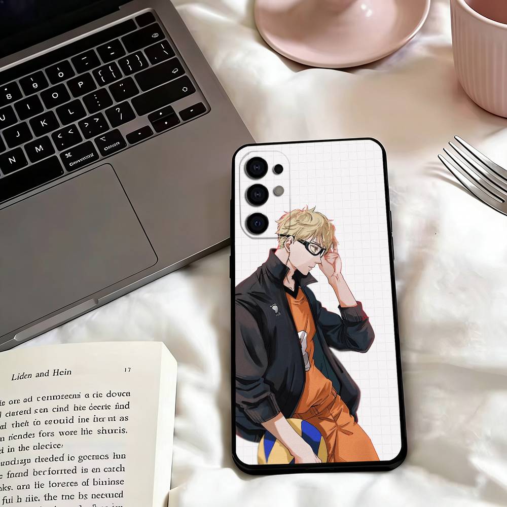 Haikyuu-u Tsukishima Phone Case Black Silicone Soft For Samsung S25,S24,S21,S22,S23,S30,Ultra,S20,Plus,Fe,Lite