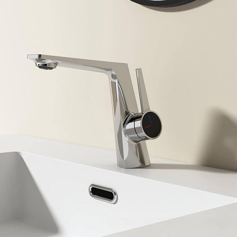 Gunmetal Brass Bathroom Basin Faucet Deck Mounted Hot And Cold Water Mixer Tap