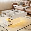 Multifunctional High-Gloss Lift Coffee Table with LED Lighting, Adjustable Height & Flexible Storage for Living Room, Office & Small Apartments