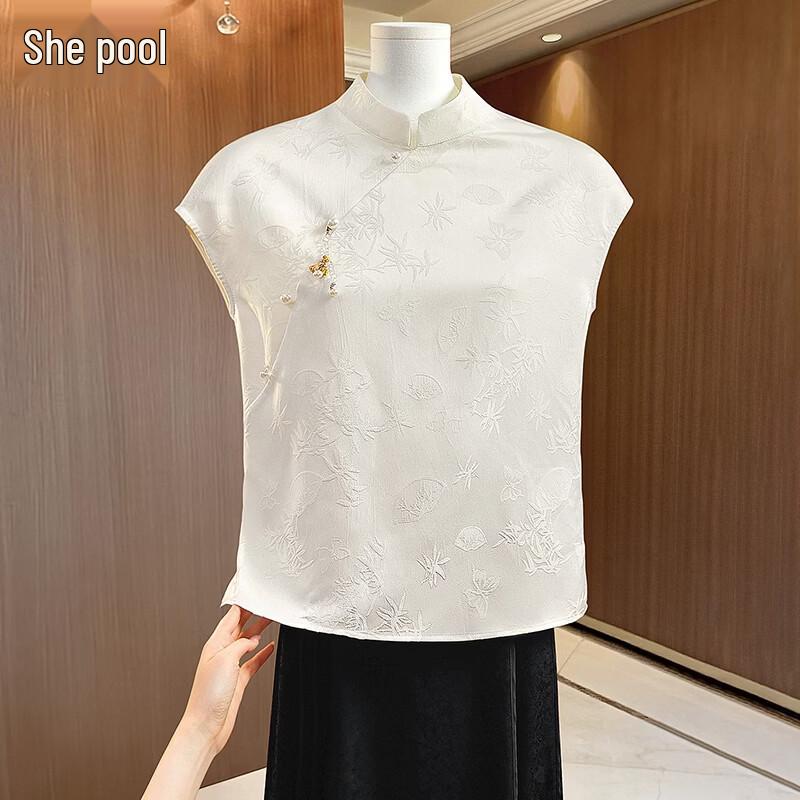 Women s New Chinese Style Stand Collar Sleeveless Blouse S
