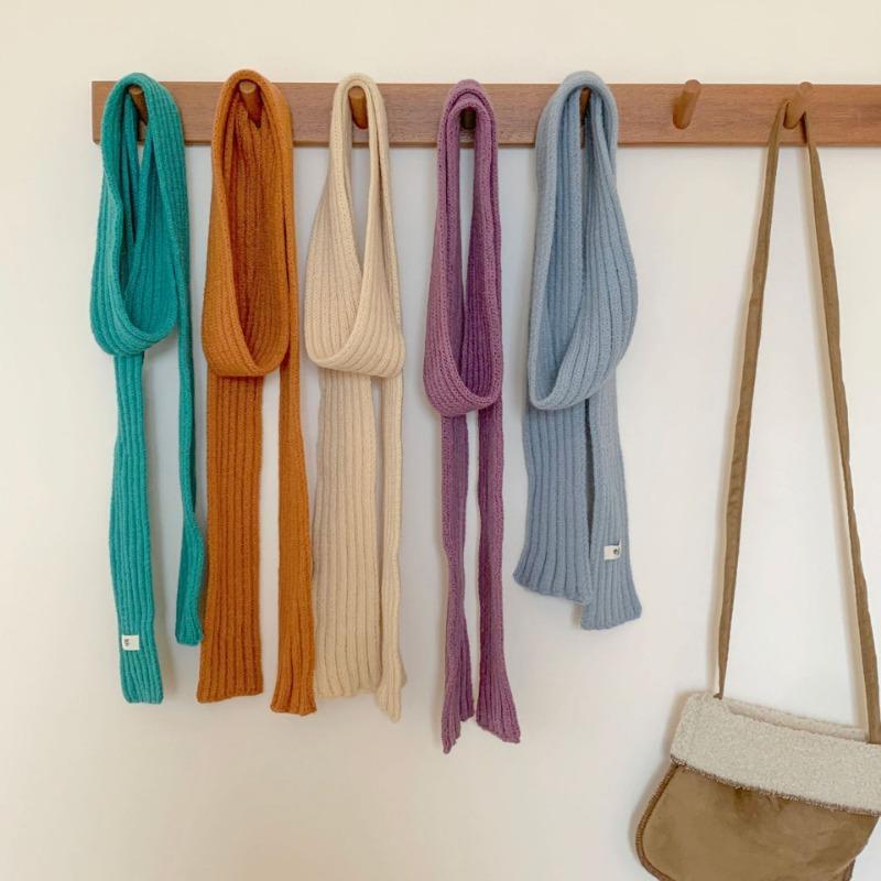 Scarf atmosphere new fashion long thin baguette dopamine color knitted wool scarf scarf