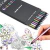 12 Metallic Colors Black Wood Colored Pencils for Journaling, Doodling, Painting, and Children's Drawing
