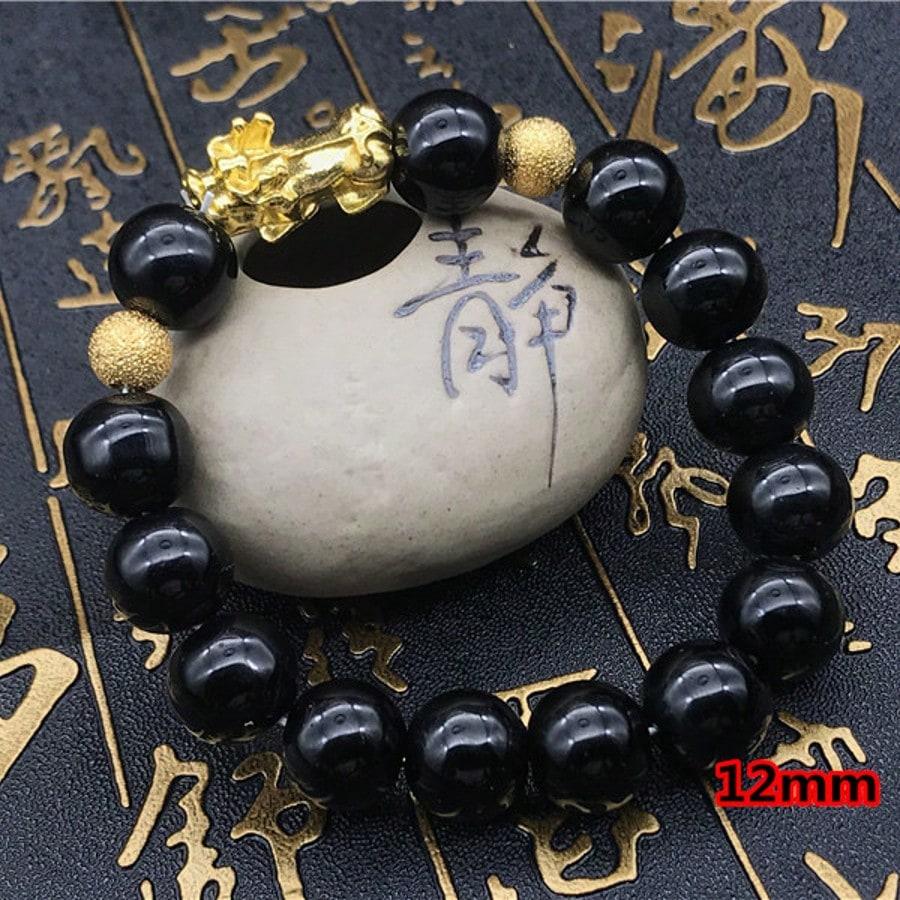 Pixiu Bead Men and Women Sand Gold Handmade Wealth Attracting Imitation Obsidian Jewelry High-end Vietnam Bracelet  Jewelry