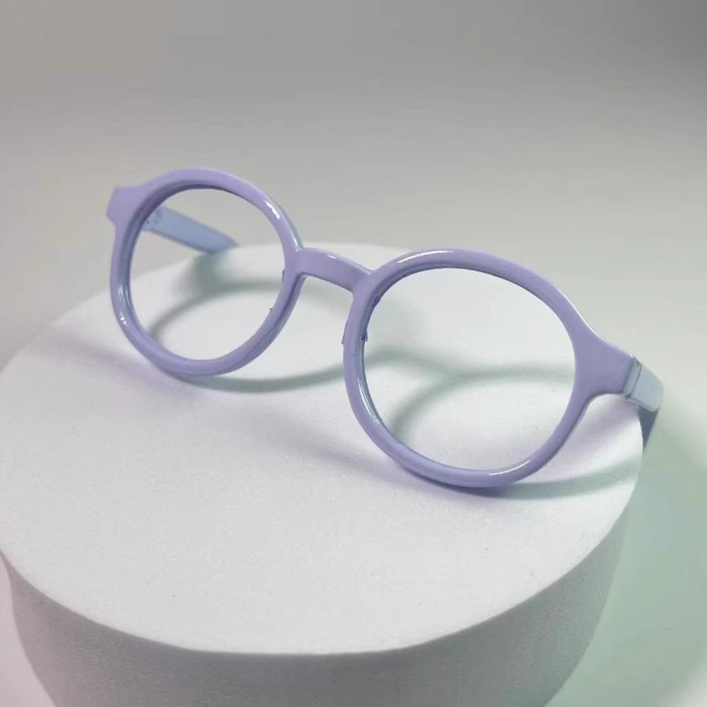 

Transparent Macaron Doll Glassses Plastic Doll Mini Glasses Doll Round Glasses Doll Ornament 6.5cm Blue