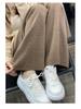 Women's 100% Pure Wool Wide Leg Knitted Pants - High Waist, Thickened, Casual, Long, Autumn/Winter Wear, Cashmere, Straight Leg.