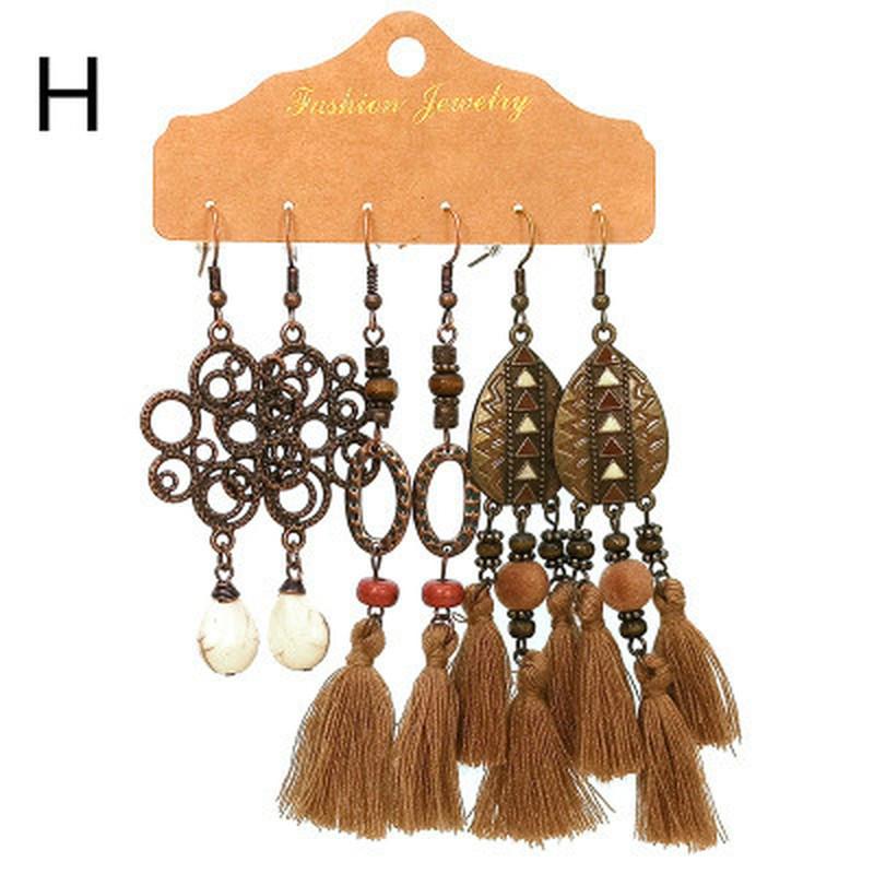 Vintage Big Round Multicolor Beaded Earrings Set for Women Ethnic Boho Tassel Feather Long Dreamcatcher Drop Earrings Jewelry