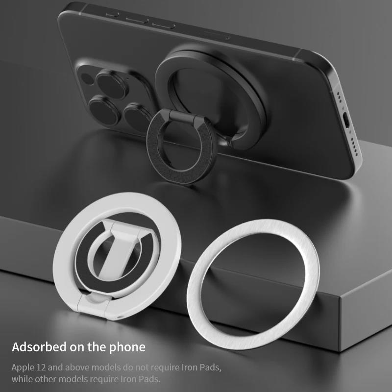 Magnetic Phone Finger Ring Holder 360 Degree Rotation Mobile Phone Stand For MagSafe Magnet Bracket For iPhone 16 15 14 Samsung