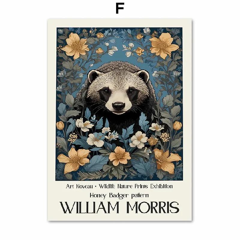 

Exhibition Poster William Morri Lion Fox Rabbit Owl Deer Canvas Print Painting Botanical Art Wall Pictures For Living Room Decor 30x45cm No Frame