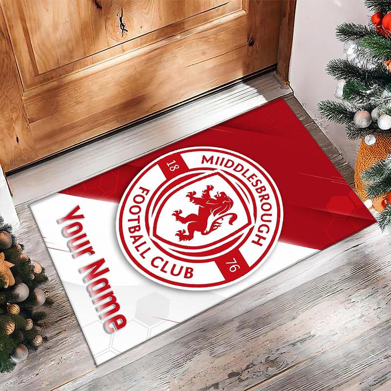 Middlesbrough FC Printed Crystal Velvet Rug Non‑Slip Crystal Velvet Carpet For Sofa Bedroom Indoor Home Decoration