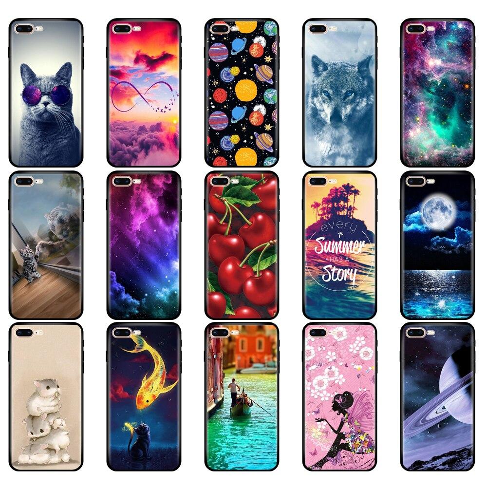 For Iphone 7 8 Case Silicon Soft Tpu Shell Cover For Apple iPhone 7 8 Plus Bag Funda Coque Etui Bumper Paiting Black Tpu Case