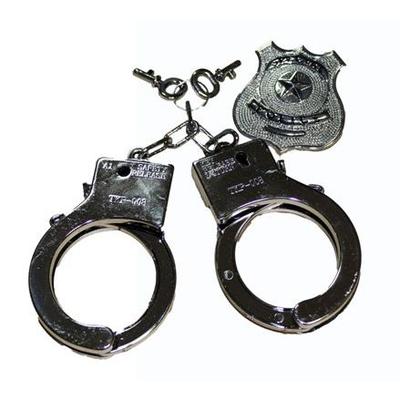 Zestaw Policjanta Kajdanki Odznaka Klucz Akcesorium