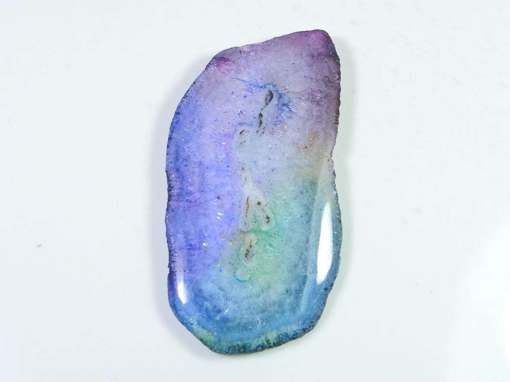 87Cts. Rainbow Solar Quartz Dyed Druzy Agate Slice Gemstone 29X53X05 MM SK-1072