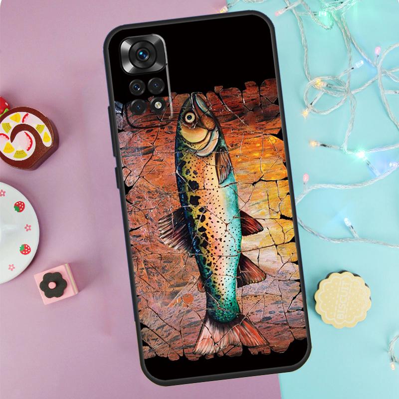 Trout Fish Fishing Case For Xiaomi Redmi Note 14 13 9 10 11 12 Pro 9S 10S 11S 12S Redmi 13C 10C 12C 14C Cover