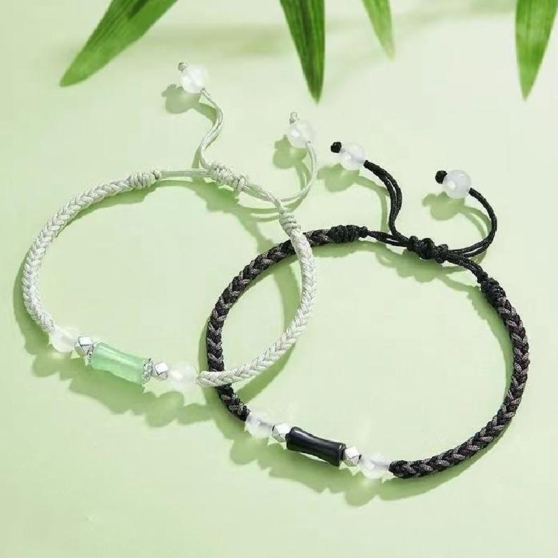 Vintage Chinese Style Braid Bamboo Bracelet For Women Girls Beaded Bracelet Party Handmade Jewelry Adjustable Gifts
