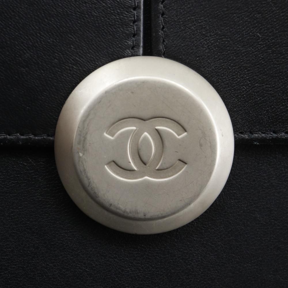 Chanel ChainShoulder Shoulder Bag Evening In the Air Black Leather Women Used
