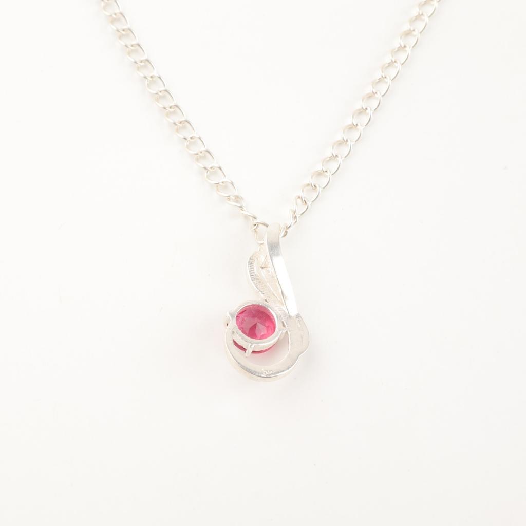 Natural Pink Tourmaline Gemstone 925 Sterling Silver Jewelry Pendant 1" For Her CP-24-4