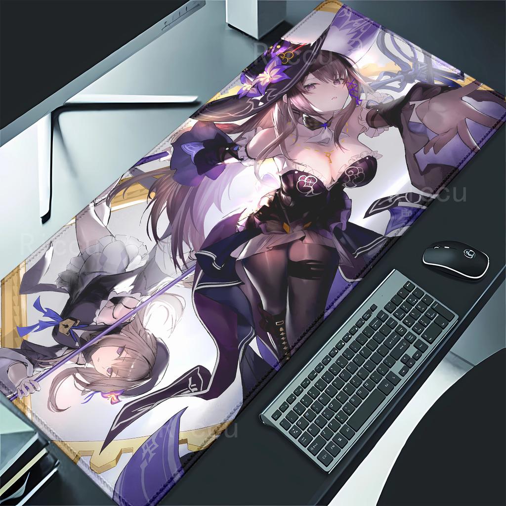 The Herta Honkai Star Rail teclado mouse pad Large Gaming mousepad Office Table Accessories Nonslip Mausepad overlock Desk Mat