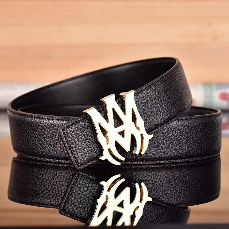 Pánský stylový kožený opasek s hladkou přezkou - Všestranný pro obchod i módu