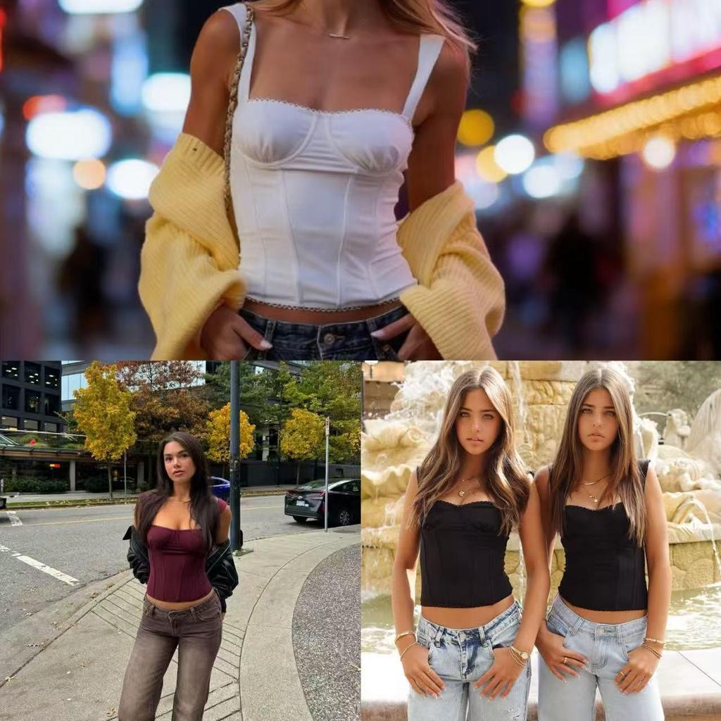Women's Sexy Fishbone Bustier Camisole - Slimming Waist Zipper Bandeau Top