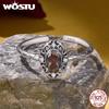 WOSTU Vintage 925 Sterling Silver Open Ring For Women Oval Mystic Topaz Gemstone Retro Adjustable Statement Rings Party Gift