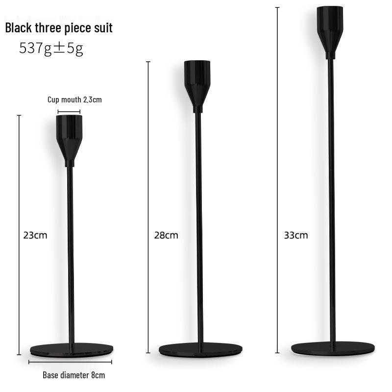 European Style Wrought Iron Candle Holder Set - Three-Piece Candlelight Dinner Ornament.