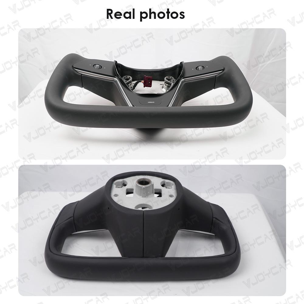 Tesla Yoke Steering Wheel 2.0 Leather Stitch Color Block Cover for Model 3 & Model Y