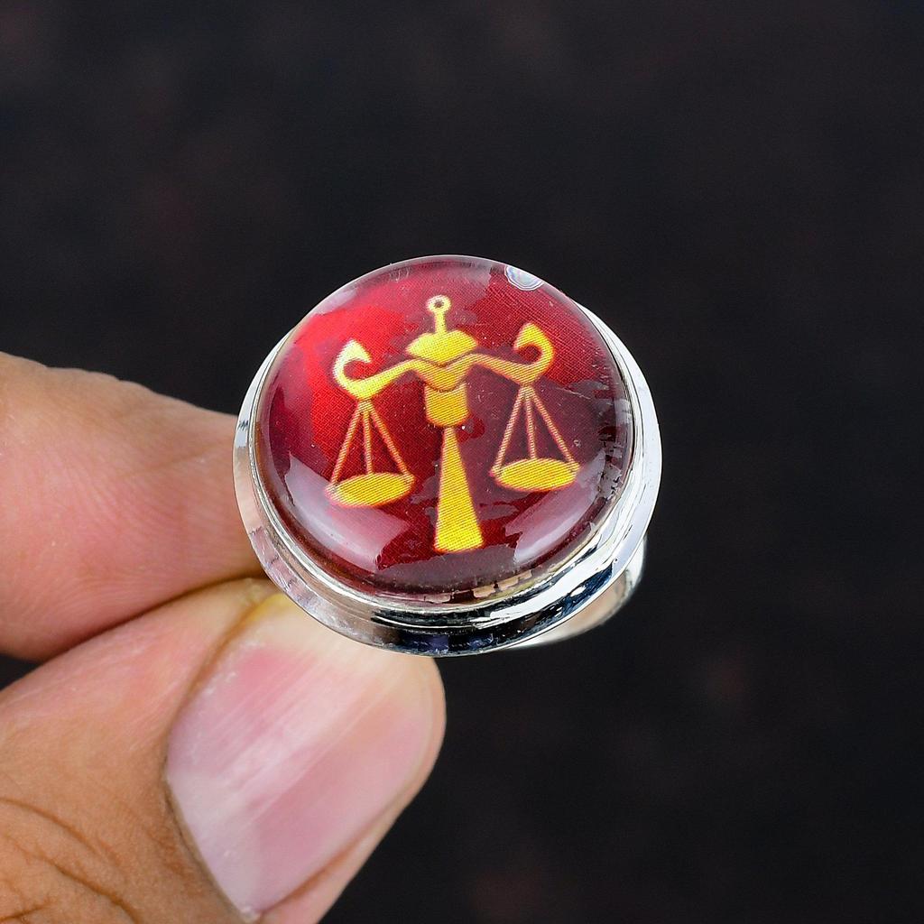 Libra Zodiac Sign In Red Onyx Ring Dainty Horoscope Ring 925 Sterling Silver Ring Libra Zodiac Astrological Jewelry Adjustable Gemstone Ring