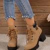 Neue Mode Plateaustiefel für Damen Retro Runde Spitze Grober Absatz Knöchelhohe Stiefel Herbst High Heel Schuhe für Damen Botas Para Mujer