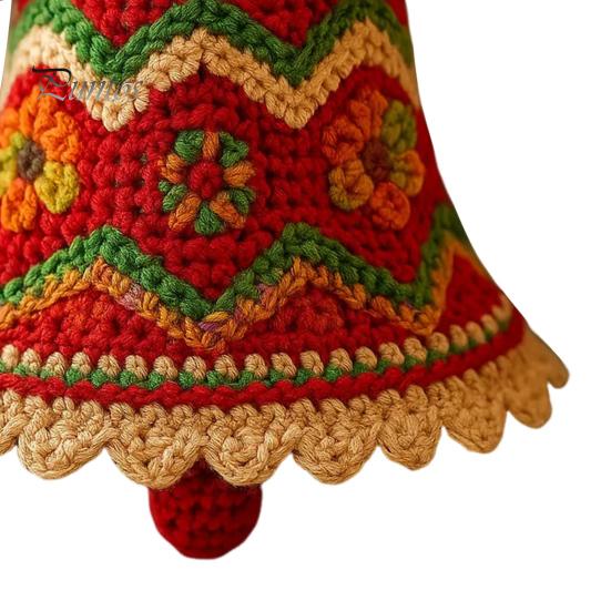 DIY Pletená vánoční ozdoba Háčkovaný zvonek Sada Ručně pletený Santa Claus Pletací projekt pro ozdobu stromku Sváteční sada pro kutily Začátečníci Dospělí
