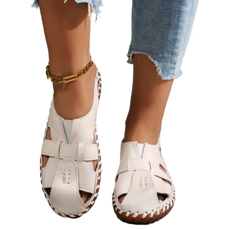 Fashion 2025 Fashion Closed Toe Women's Sandals New Plus Size Casual Comfortable Summer Hollow Out Soft Bottom Best Seller Flat Sandals