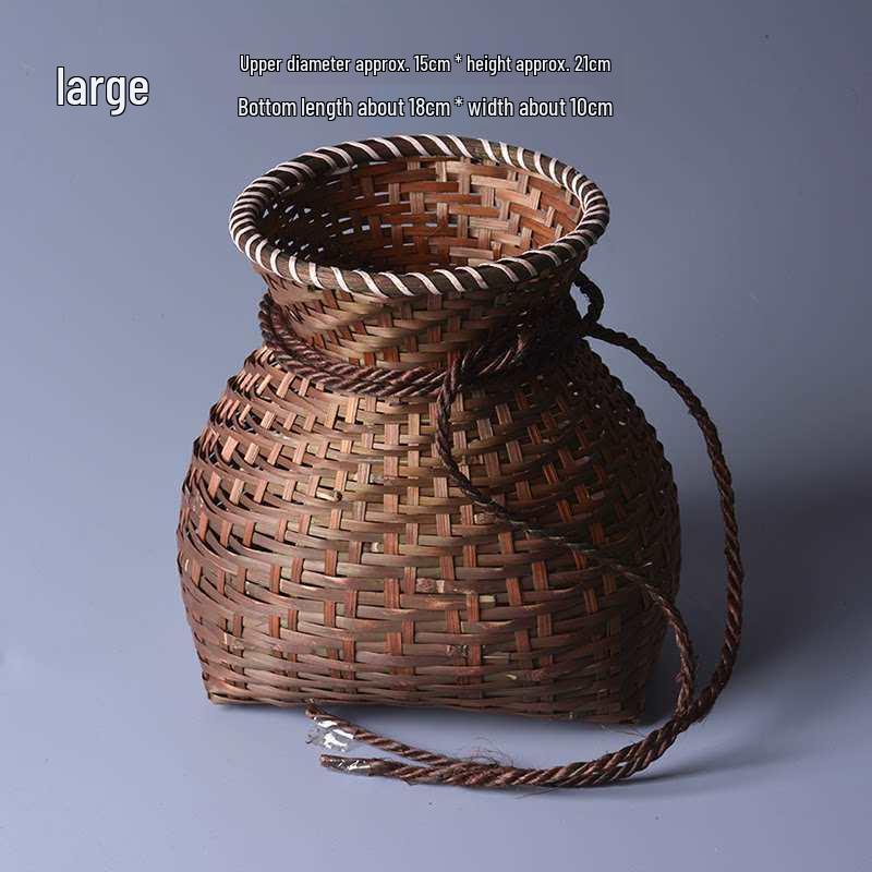 Handmade Small Bamboo Woven Basket for Tea Picking, Storage, or Artistic Dance Performance
