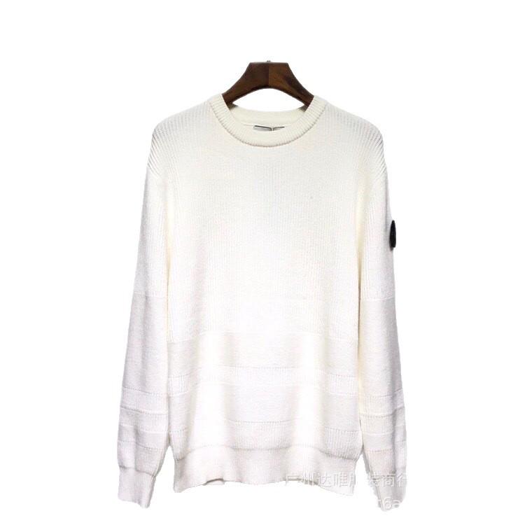 Cross Classic Stone Trend Compass Patch Round Neck Knit Pullover Sweater