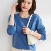 GMXIA Spring and Autumn Women's Pullover Knitted Sweater, Round-neck Solid Color, Fashionable and Simple Long-sleeved Base Layer