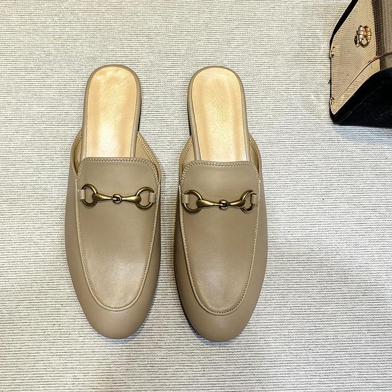 Wearing Slippers Outside Fashion Baotou Muller Shoes Casual Single Shoes Flat Heel Half Slippers Women 'S Shoes