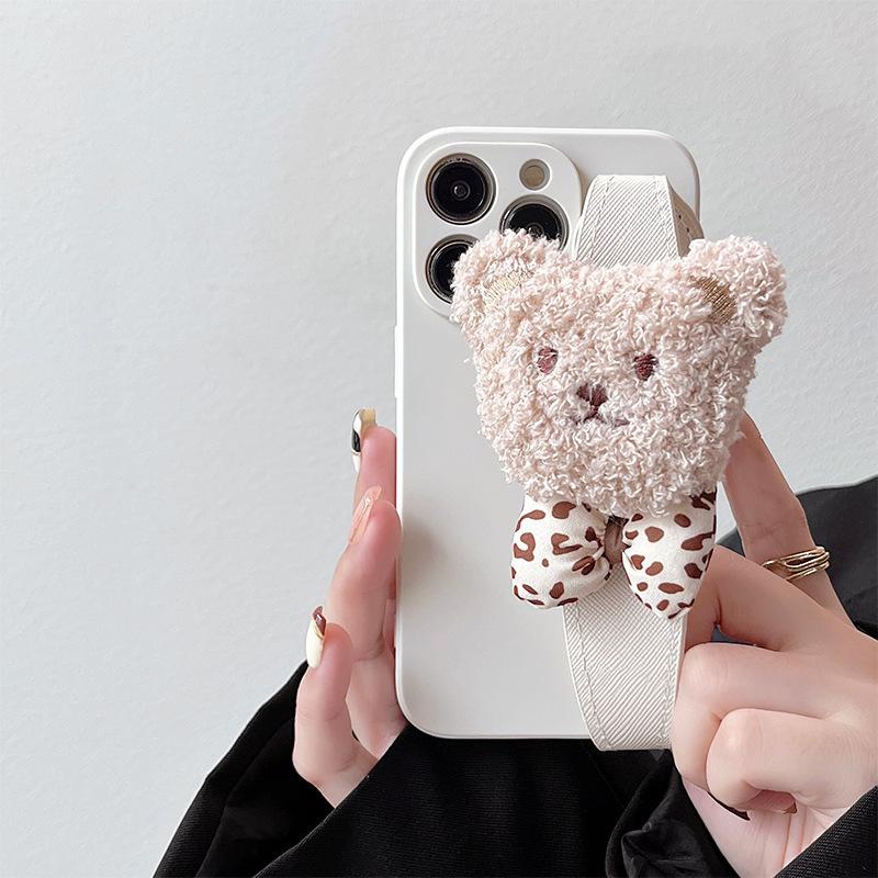 

For IPhone 17 Pro Phone Case Wristband with Little Bear Ins Wind 16 for Apple 15/14 Full Package with Precision Hole Anti Drop 13 For iPhone 7/8/SE 2020