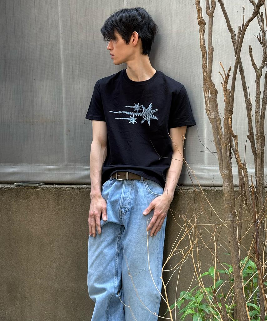 NICEGHOSTCLUB Sketch 3Star Basic Tee_Black(Ng2Gmut535A)