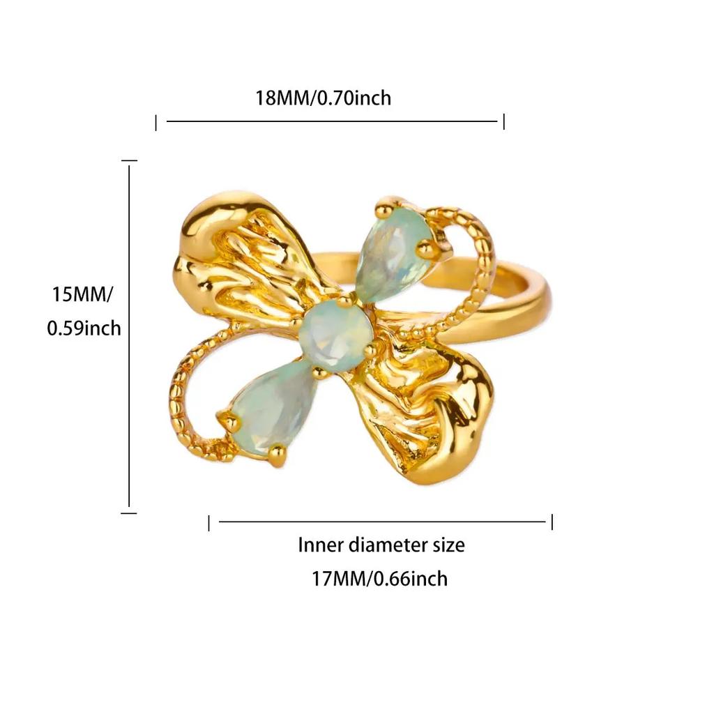 New Luxury Color Treasure Butterfly Ring Women's Titanium Steel Zircon Ring Niche High-end Light Luxury Cold Wind Index Finger Ring