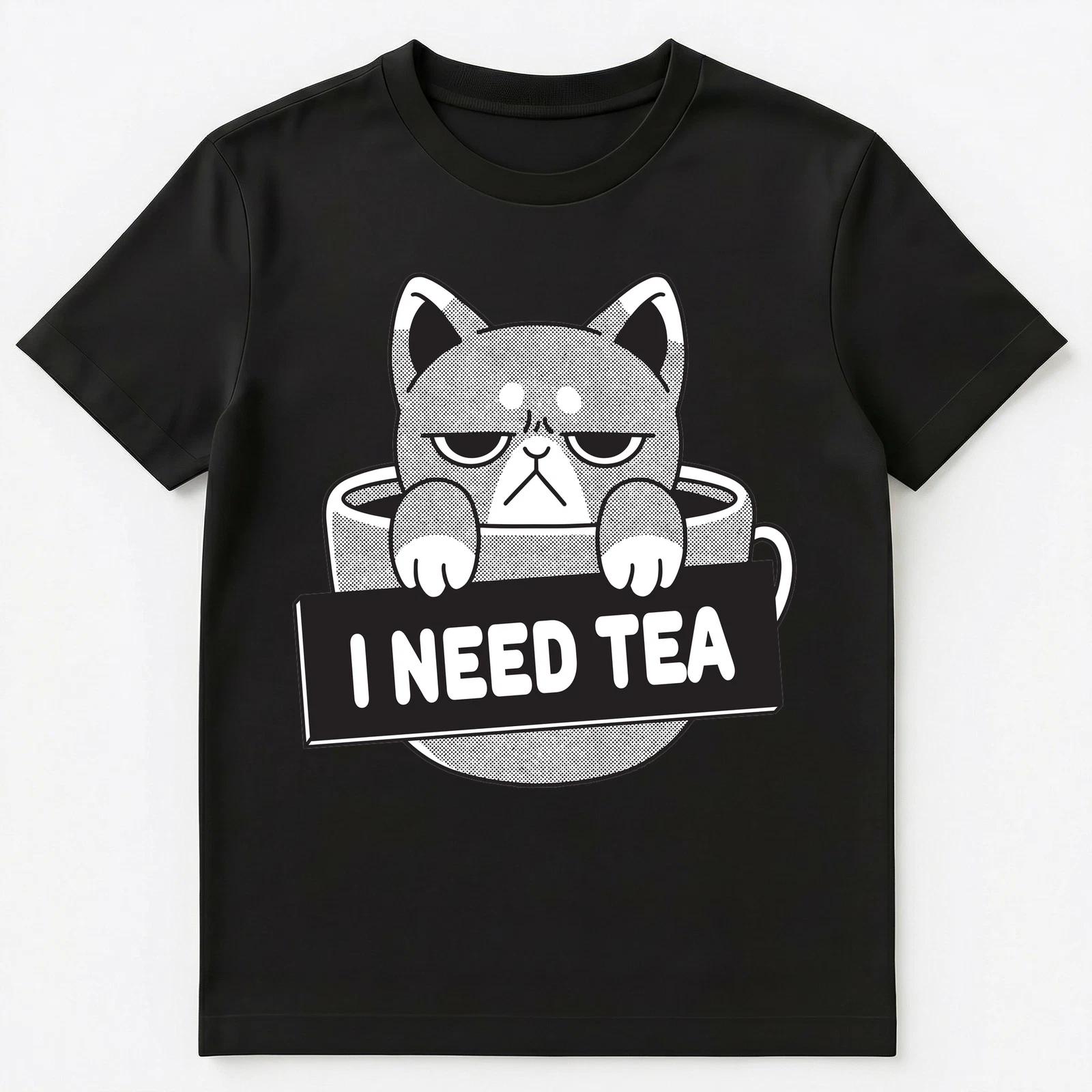 I Need Tea Cat Unisex T-Shirt XL