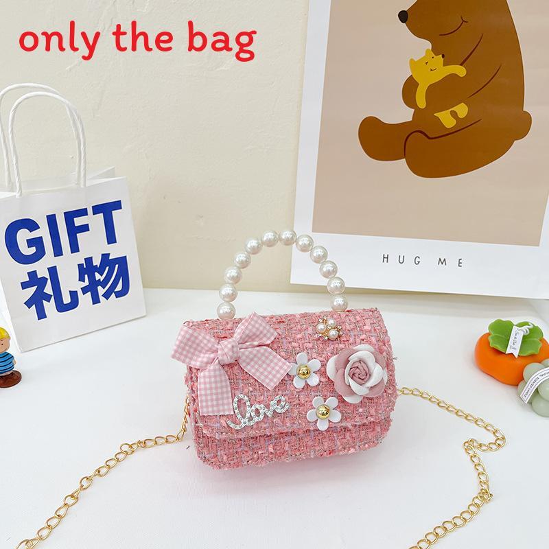 Borsa da ragazza elegante in cotone con decorazioni di perle artificiali per l'uso quotidiano