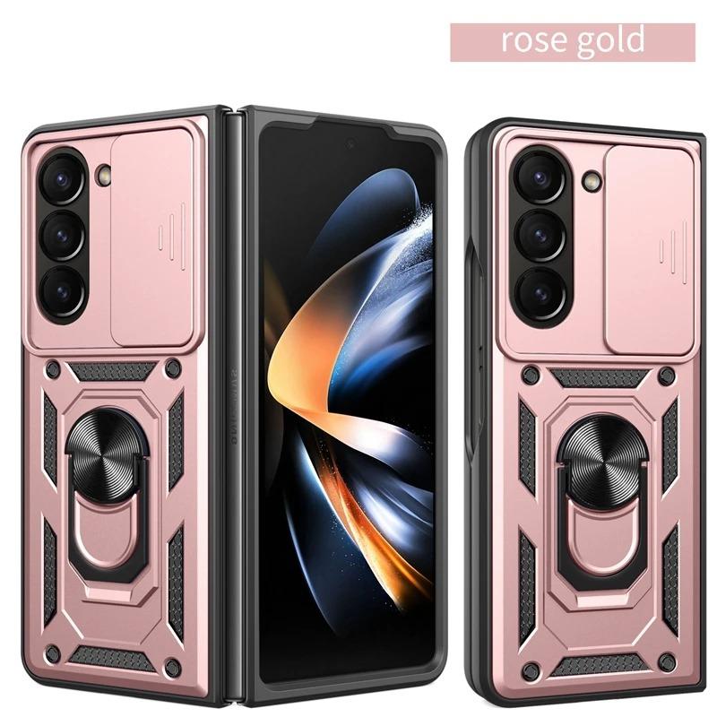 Armor Shockproof Case for Samsung Galaxy Z Fold 6 5 4 3 5G Cover with Ring Magnetic Holder Metal Stand Foldbale