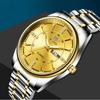 Fashionable Men's Quartz Watch Stainless Steel Timer Waterproof Night Light Dual Calendar Men's Quartz Watch