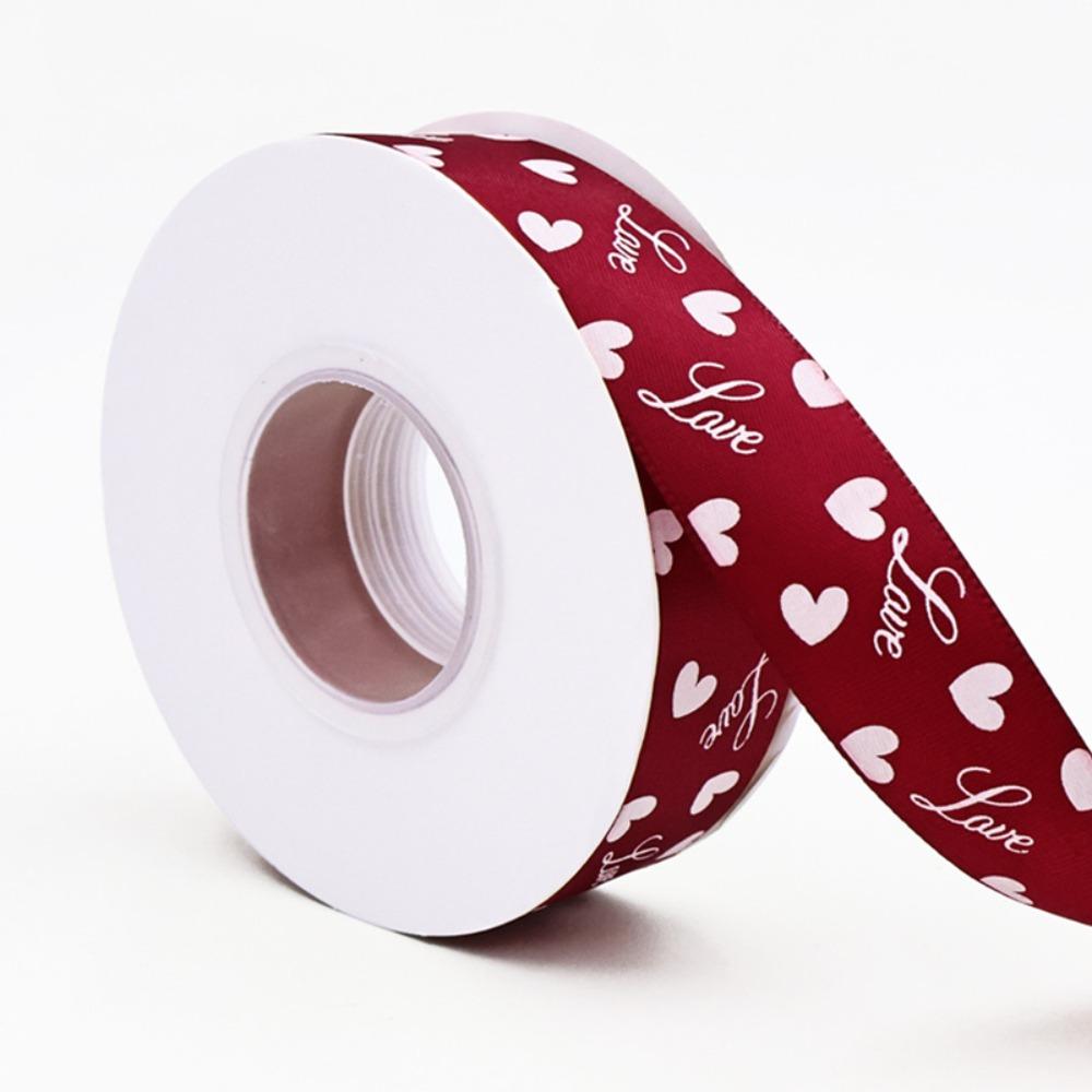 Romantic 2.5cm Valentine s Day Ribbon Heart Pattern Decorative LOVE Ribbon Satin Ribbon Romantic Occasions 2.5cm width