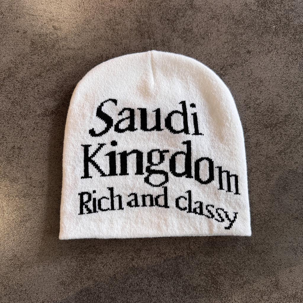Saudi Letter Kingdom Rich And Classy Knitted Hat Winter Warmth Unisex Casual
