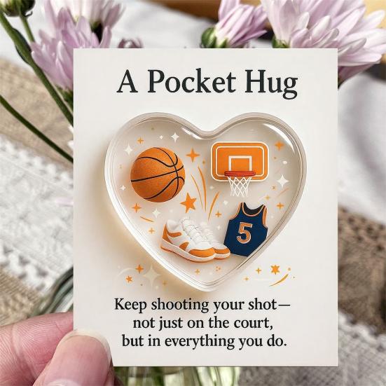 Sports-Themed Pocket Hug Football Golf Tennis Soccer Baseball Pocket Hug Heart Token Emotional Support Gift