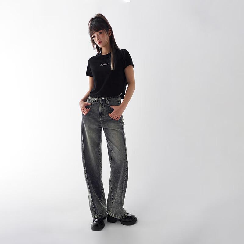 Lee 25 Vintage Dark Blue High-Waist Wide-Leg Jeans