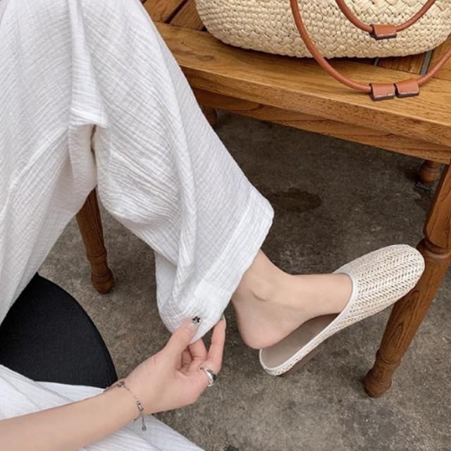 Yuanlitong Baotou Cool Slippers Women's High-end Fashion Woven Flat Sandals Women's High-end Women's Shoes