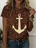 Summer Anchor Stripe 3D Print T-Shirts Women Casual Short Sleeve Round Neck T Shirt Harajuku Y2K Tees Top Female Street Clothing