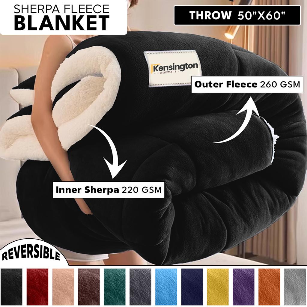 480GSM Heavy Sherpa Fleece Blanket – Double-Sided Warm Throw for Couch, Bed, Office and Travel, Reversible All Season Comfort, Room & Sofa Decoration